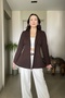 Pleated Blazer Jacket with Waist Belt - 5