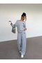 Women's Printed Figure Horse Kayık Neck Straight-Leg Jogger Top and Bottom Tracksuit Set - 5