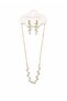 Zircon Stone Waterway Leaf Detail Necklace Earrings Jewelry Set