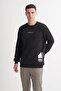 Thick Diagonal Textured 100% Cotton 3 Thread Regular Fit Sweatshirt - 2