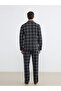 Black Standard Fit Plaid Men's Pajama Set - 5