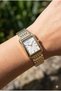 Japanese Mechanism Women's Wristwatch |   Gold Color Steel Cord, White Rectangular Dial, 24mm - 5