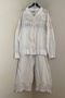 Women's Italian White Lace Detailed Jacket with Zipper Closure and Elastic Waist Pants 2-Piece Linen Set - 4