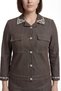 Women's Coffee-Colored Seasonal Elastic Waist Buttoned Stoned Denim Skirt-Jacket Set - 4