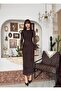 Silvery Lined Sleeves Transparent Midi Length Premium Tulle Dress - 6
