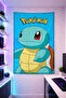 غطاء جداري عمودي منقوش من Squirtle، قماش عالي الجودة، ديكور غرفة، نسيج جداري للألعاب