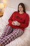 Women's Plus Size Pajama Bottoms – Heart Pattern, Relaxed Fit, Elastic Waist Home Wear