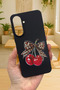 Samsung Galaxy A37 Compatible Cherry Bow Leopard Pattern Silicone Shock Absorbing Classic Protective Case