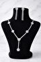 Women's Necklace Silver Color Model White Daisy Stone Necklace Earring Set - 2