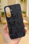Samsung Galaxy A37 Compatible Black Butterfly Patterned Silicone Shock Absorbing Classic Protected Rubber Case
