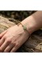Clover Shaped Green Strawberry Quartz Stone Gold Steel Bracelet - 3