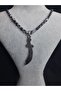 Cut-Out Hematite Stone Zulfiqar Sword Detailed Style Design Adjustable Necklace Unisex - 2