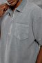 Men's T-Shirt Polo Single Pocket Zippered Gray Oversize Zipper - 3