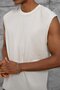 Men's T-Shirt Washable Tank Top Cream Oversize Crew Neck Cotton - 2