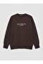 Lcw Modest Brown Crew Neck Nyc Printed Women's Sweatshirt Tunic - 5