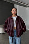 Women's Oversize Leather Jacket – Oversize Zippered Casual Women's Jacket with Belt Detail