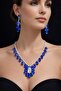 Women's Silver Color Model Waterway Zircon Stone Necklace Earring Set - 2