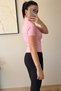 Merso Women's Short Sleeve Zippered Pink Yoga Sports Blouse - 6
