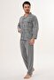 3141 Gray Large Size Men's Button-Up Pajama Set