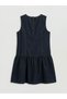 Indigo Bow Detailed Girls' Denim Dress - 3