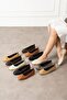Fiora Checkered Black Bowknot Wooden Bead Detailed Babet Office Shoes Babet Stc1254 - 5