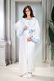 New Season Blue Shawl Collar Ruffled Summer Full Length Short Sleeve Special Design Maternity Robe Nightgown Set