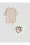 Meral Collection Ecru Hello Kitty Printed Girls' 2-Piece T-Shirt - 4