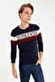 Men's Navy Blue Crew Neck Knitwear Sweater - 5