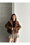 Women's Double-Breasted Buttoned Comfortable Fit Seasonal Bomber Textured Jacket - 3