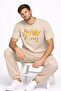 King Queen Lover Combination Oversize Couple T-Shirt Unisex Partner Combination Matching Couple Set Beige - 3