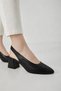 Women's Daily Heeled Shoes Genuine Black Leather