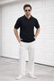 Polo Neck Knitwear Men's Cotton T-Shirt - 3