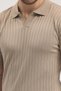 Polo Collar Striped Knitwear Men's Cotton T-Shirt - 4