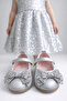 Silver Flotur Leather-Look Orthopedic Ballet Flats with Glitter Bows - 4