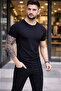 Men's T-Shirt Crew Neck Slim Fit Lycra T-Shirt Casual Basic Body - Black - 2