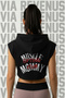 Muscle Mommy Lifting Club Front and Back Printed Zero Sleeve Hooded Sports Women's Crop - 3