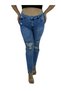 Plus Size Denim Stoned Ripped Distressed Detailed Skinny Leg Women's Trousers - 5