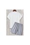 Over Think Printed White T-Shirt and Gray Shorts Set - 3