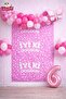 Retro Butterfly Pink Age Balloon Happy Birthday Printed Backdrop Birthday Party Set Decoration