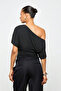 Waist-Tied Boat Neck Wide Sleeve Natural Viscose Blouse - 4