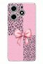 Tecno Spark 10 Pro Compatible Pink Leopard Pattern and Ribbon Printed Silicone Case