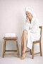 Women's Bathrobe Set 100% Cotton Certified 3-Piece Shawl Collar Bathrobe and Towel Set - White - 2