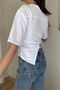 Chic White Short Sleeve Crew Neck Slim Fit Blouse with Back Detail - 6