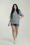 Women's Gray Oversize Crew Neck Relaxed Comfortable Fit T-Shirt - 3