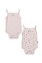 2-Piece Baby Bodysuit Set with Straps and Snap Fasteners, 100% Organic Cotton, Pink Plain & Floral Pattern, Baby Undershirt Bodysuit