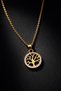 Steel Tree of Life Necklace with Zircon Stone Gold Color Women's Necklace - 4