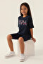 US Polo Assn Licensed Written Flowers Navy Blue Girl's Bermuda Suit - 3