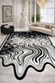 Sdt Black Gray Tones Checkered Puzzle Wavy Patterned Woven Base Modern Decorative Carpet Sdt52 - 2