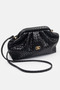 Women's Leather Clutch with Shoulder Strap, Black Portfolio and Casual Knitted Texture Look Bag - 3