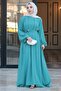 Elastic Sleeves Double Abaya Set – Mint - 5